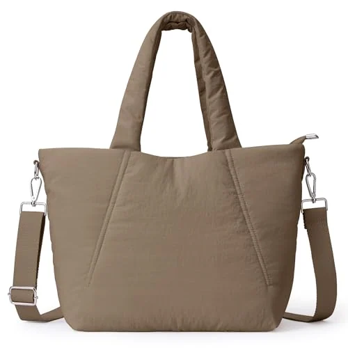 Quilted Work Tote, Coffee, Large
