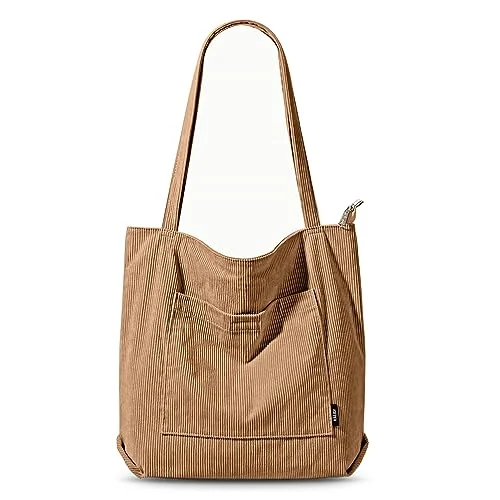 Corduroy Tote Bag, Khaki, Large