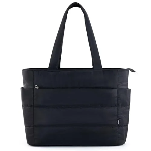 Quilted Work Tote, Ash Black, X-large