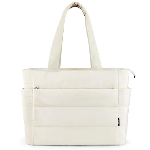 Quilted Work Tote, Creamy White, X-large