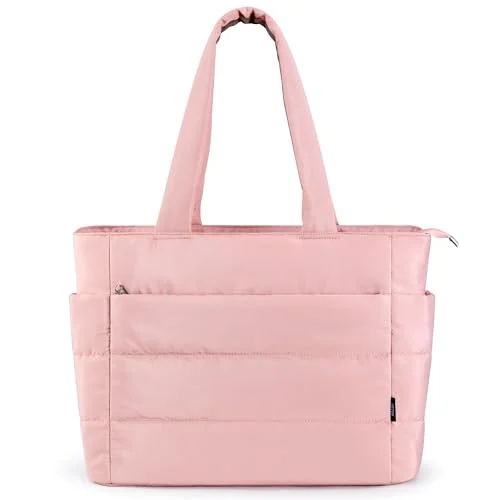 Quilted Work Tote, Grey Pink, X-large