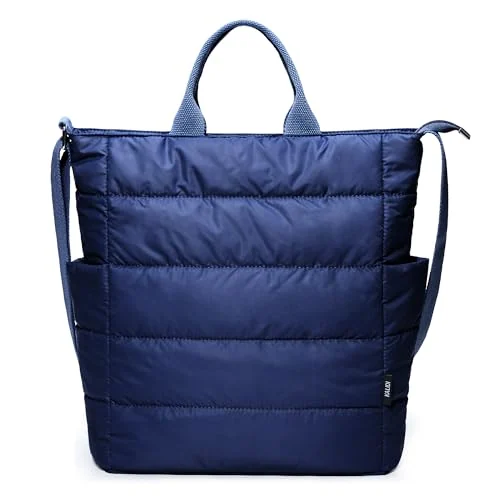 Quilted Work Tote, Grey Blue, Large