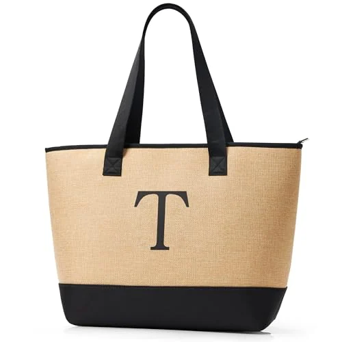 Canvas Beach Tote, Beige, Medium