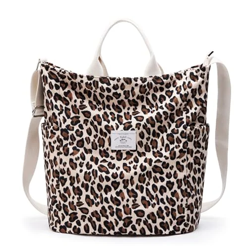 Corduroy Tote Bag, Leopard