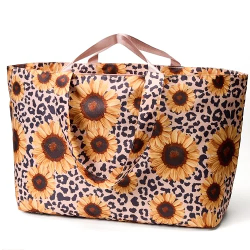 Beach Tote, 60L, Sunflower Leopard, X-large