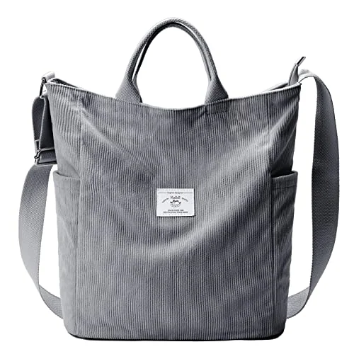 Corduroy Tote Bag, Frost Blue